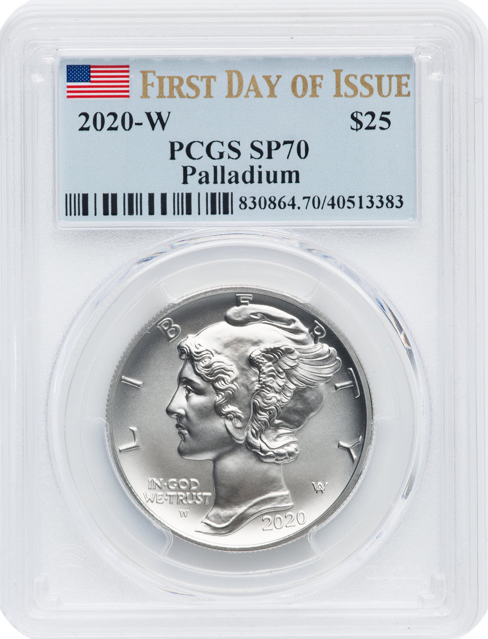 2020-W $25 Palladium First Day of Issue PCGS MS70