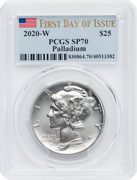 2020-W $25 Palladium First Day of Issue PCGS MS70