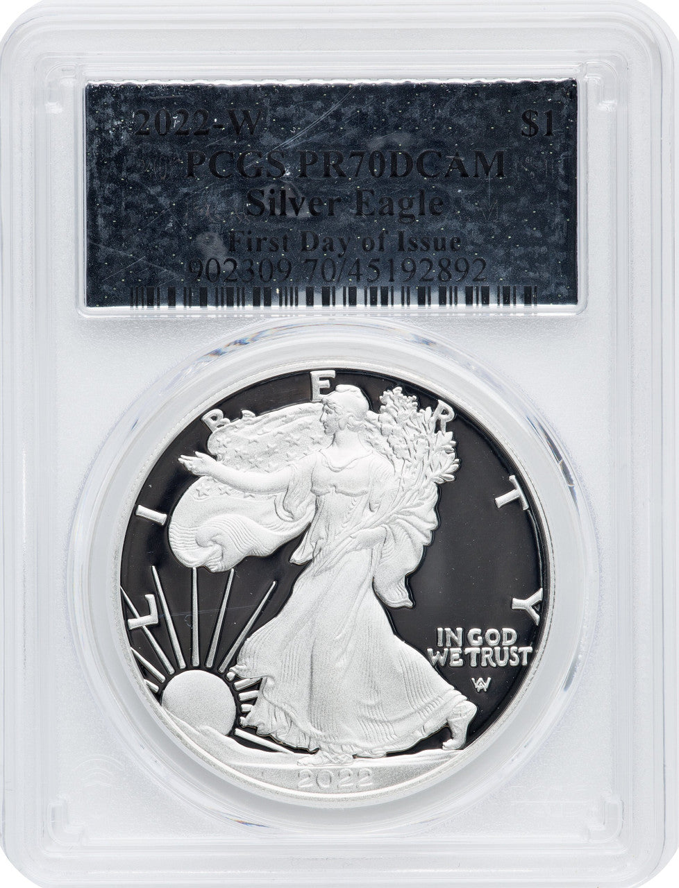 2022-W S$1 Silver Eagle FDI PRDC PCGS PR70