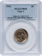 1913 5C Type One Proof Buffalo Nickel PCGS PR65