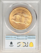 1908 $20 NO MOTTO CAC Saint-Gaudens Double Eagle PCGS MS65+