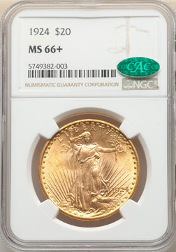 1924 $20 Saint CAC NGC Plus Saint-Gaudens Double Eagle NGC MS66+