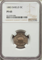1883 5C SHIELD Proof Shield Nickel NGC PR65