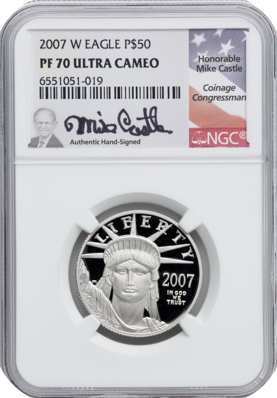 2007-W $50 Half-Ounce Platinum Eagle Statue of Liberty NGC PF70