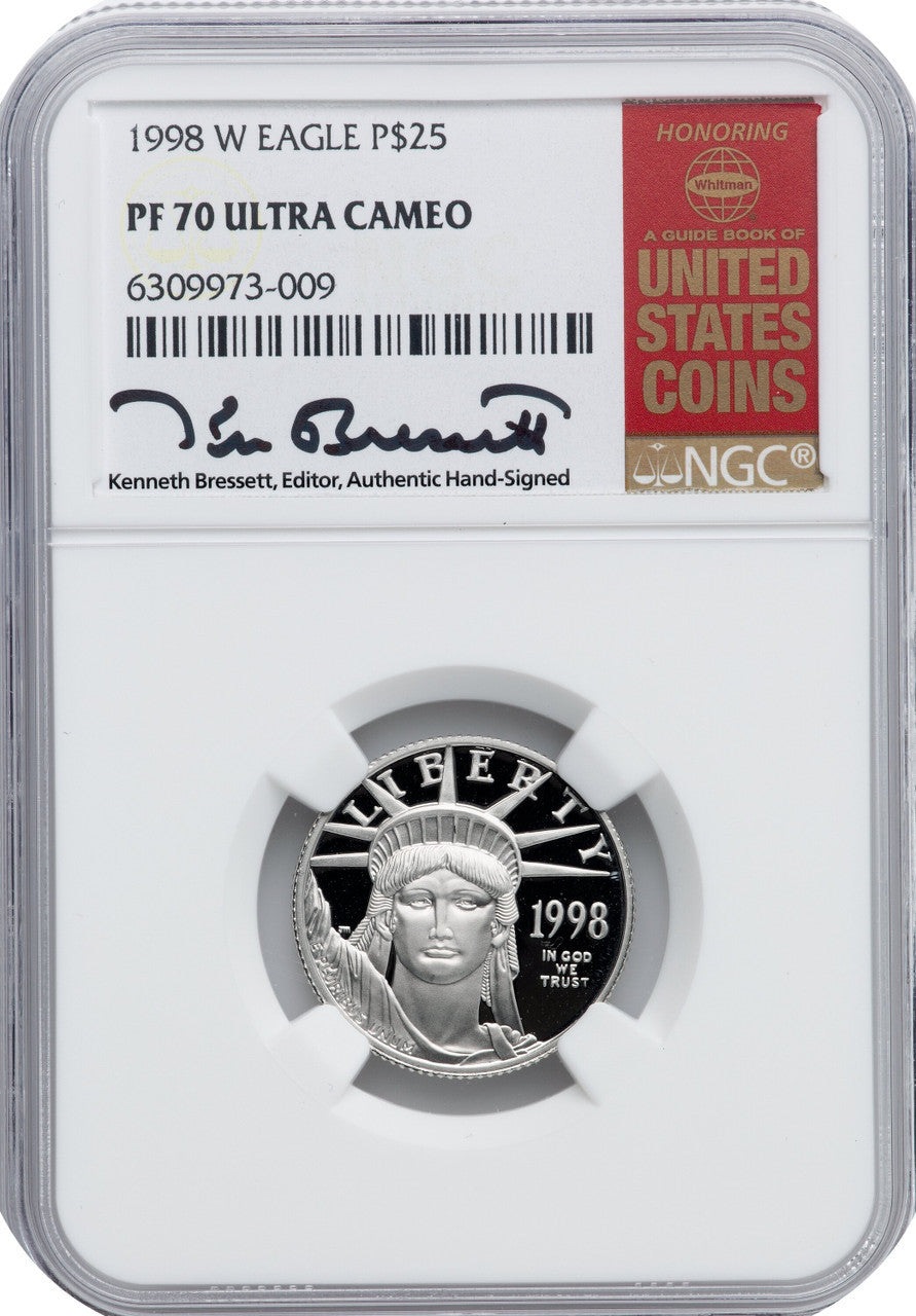 1998-W $25 Quarter-Ounce Platinum Eagle NGC PF70 Kenneth Bressett