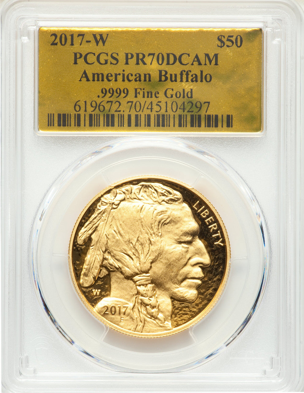 2017-W $50 One-Ounce Gold Buffalo PCGS PR70