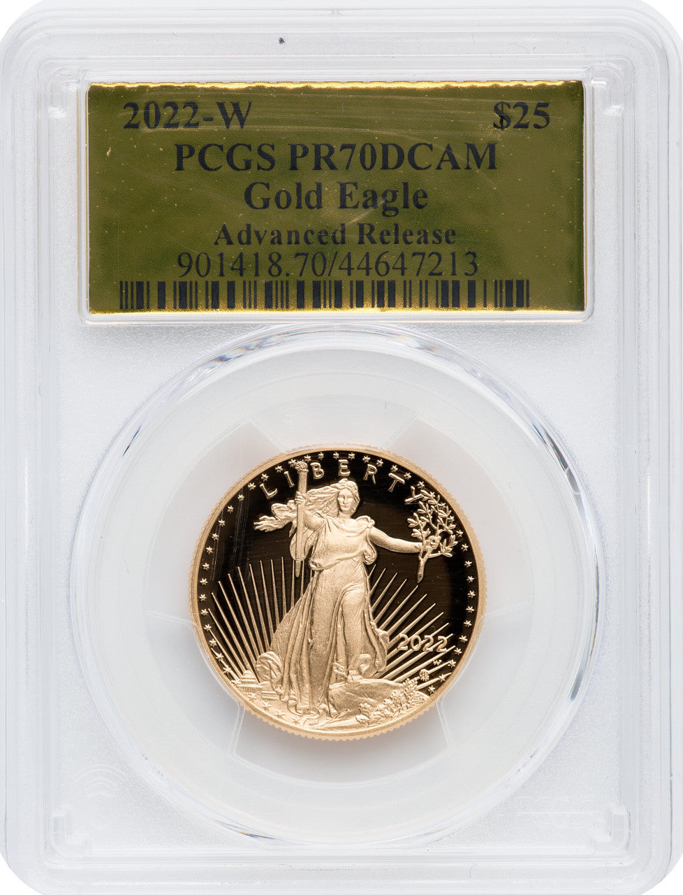 2022-W G$25 Half Ounce Gold Eagle Advanced Release PCGS PR70