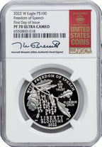 2022-W $100 One-Ounce Platinum Eagle Freedom of Speech FDI NGC PF70