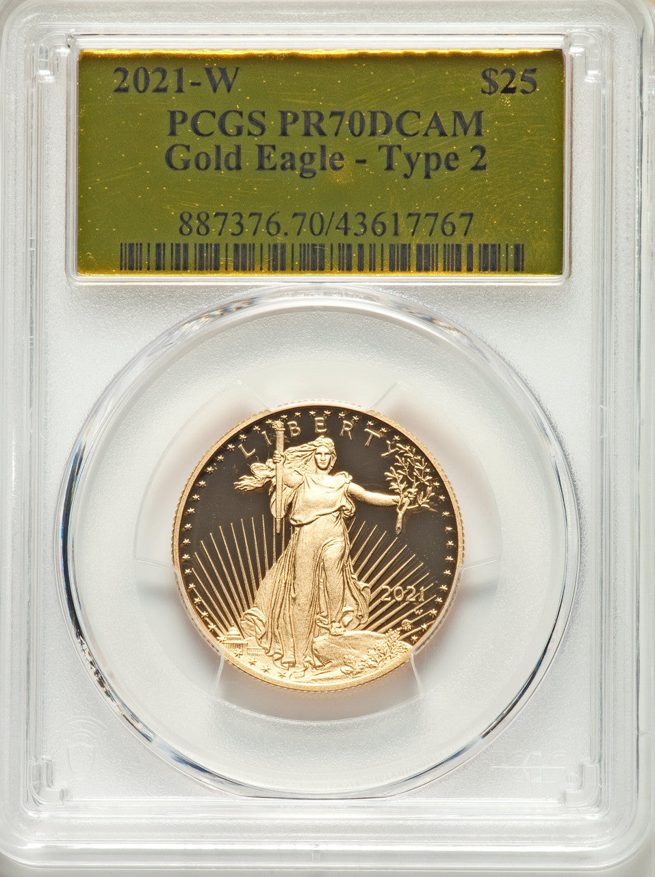 2021-W G$25 Half Ounce Gold Eagle Type Two PCGS PR70