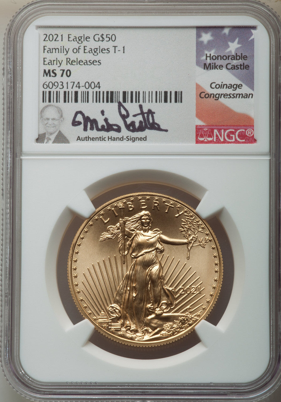 2021 $50 One-Ounce Gold Eagle Type One First Strike NGC MS70