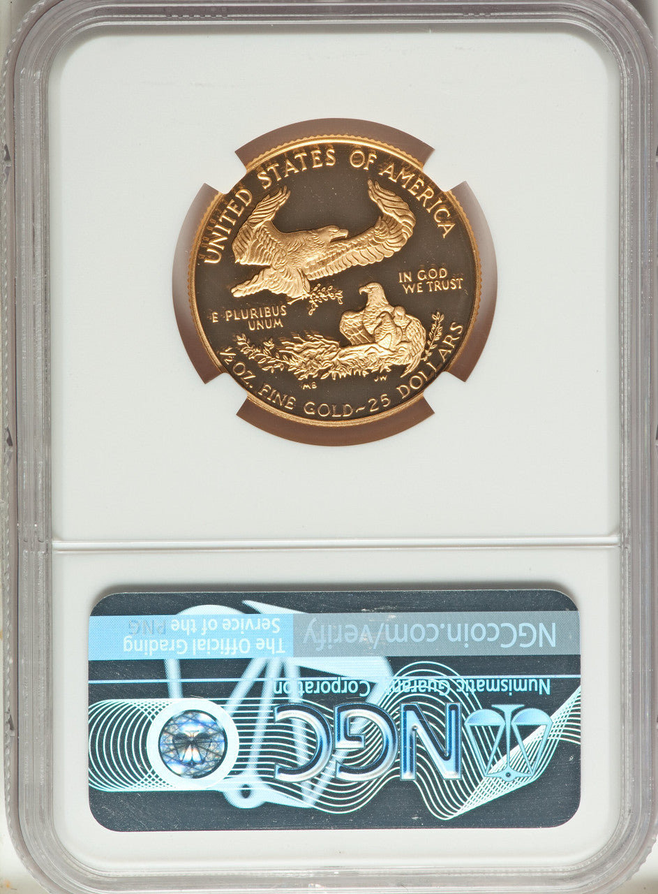 1995-W $25 Half-Ounce Gold Eagle NGC PF70  Kenneth Bressett Signed