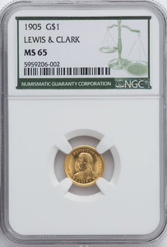 1905 G$1 Lewis and Clark Commemorative Gold NGC MS65