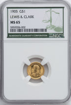 1905 G$1 Lewis and Clark Commemorative Gold NGC MS65