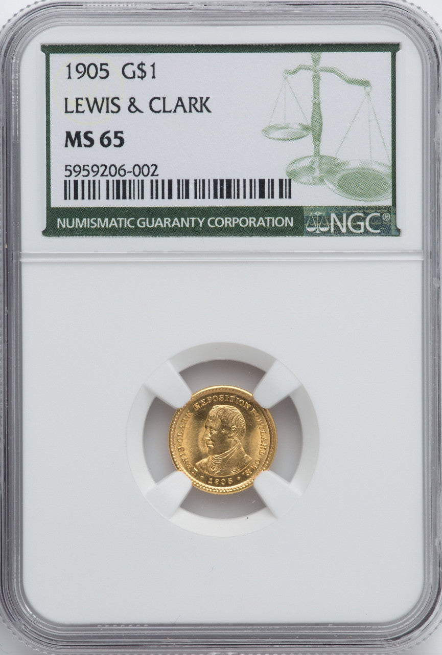 1905 G$1 Lewis and Clark Commemorative Gold NGC MS65