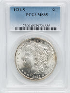 1921-S $1 Morgan Dollar PCGS MS65
