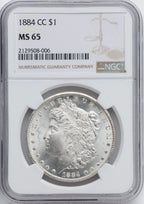 1884-CC $1 Morgan Dollar NGC MS65