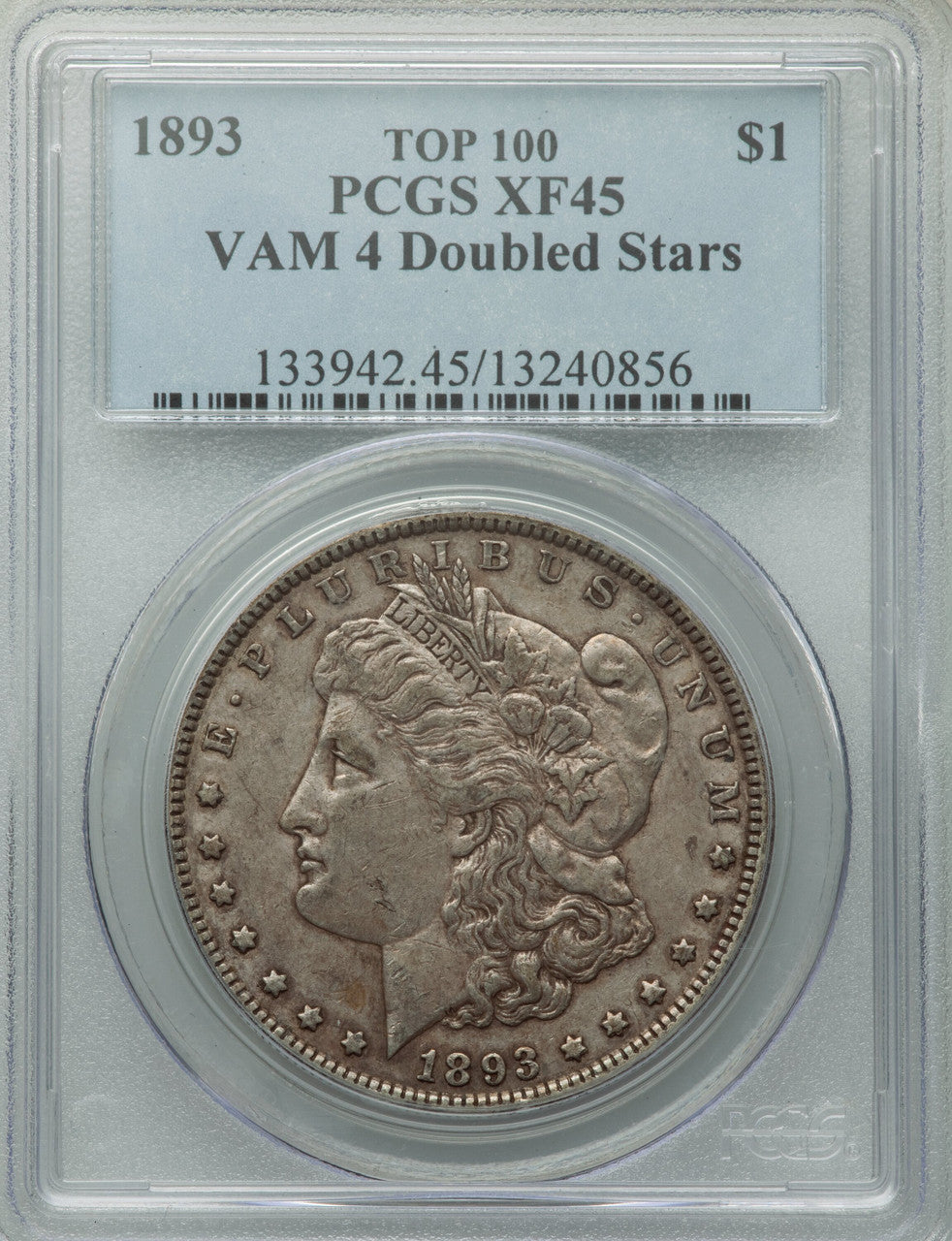 1893 $1 VAM-4 Doubled Stars Morgan Dollar PCGS XF45