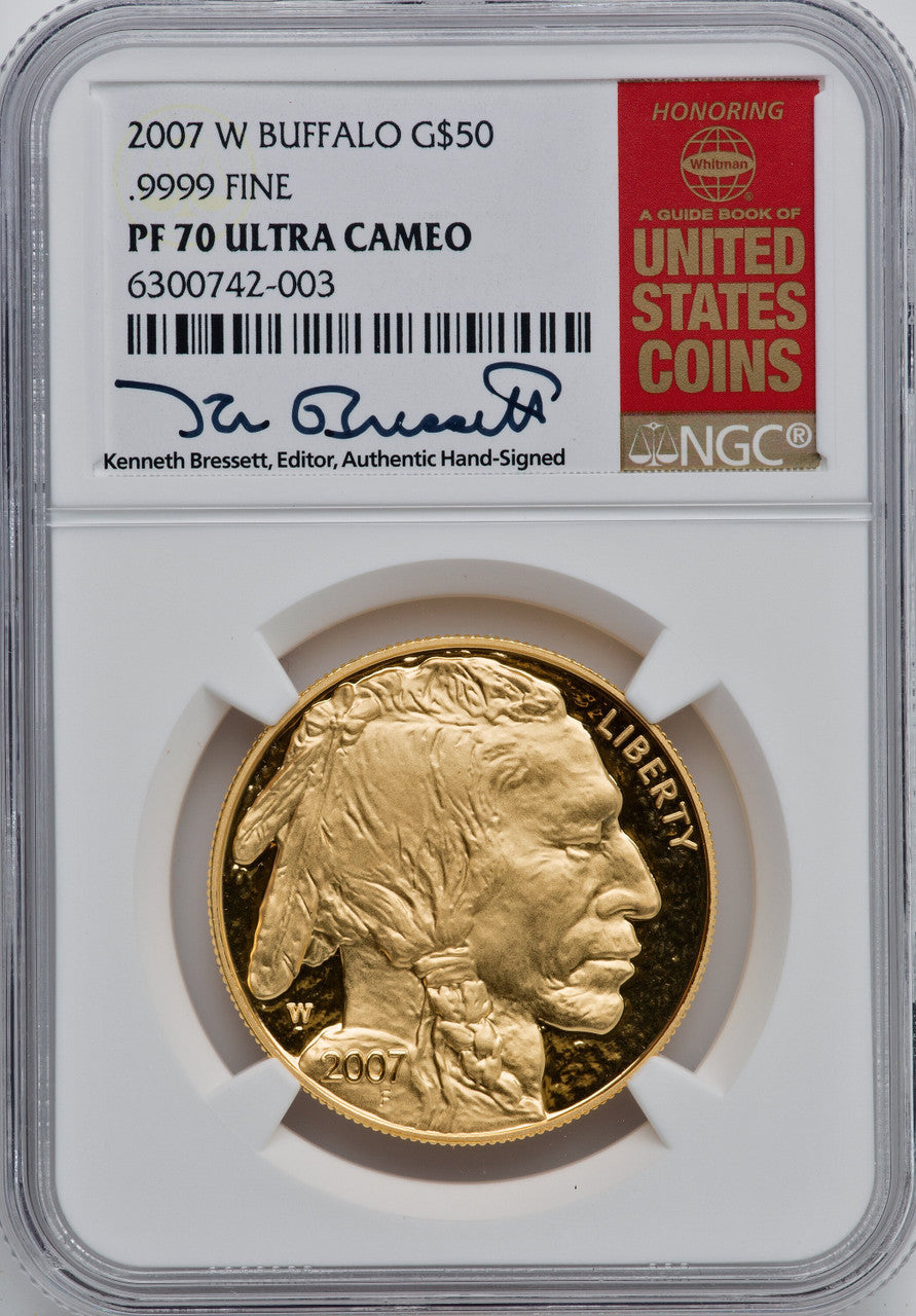 2007-W G$50 One-Ounce Gold Buffalo .9999 Fine Gold NGC PF70