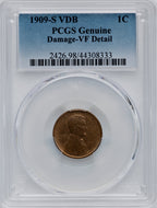 1909-S 1C VDB BN Lincoln Cent Genuine PCGS VF20