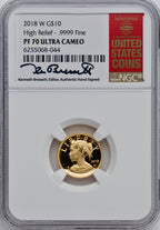 2018-W $10 American Liberty High Relief NGC MS70