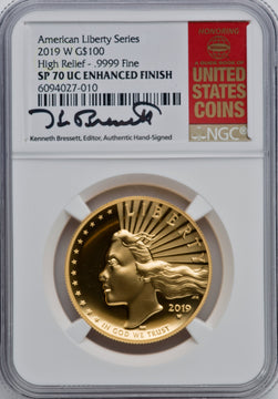 2019-W $100 High Relief Enhanced SP DMPL NGC MS70