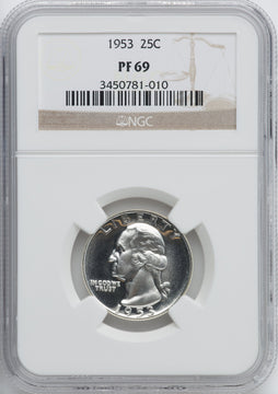1953 25C Proof Washington Quarter NGC PR69