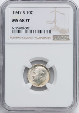 1947-S 10C FB Roosevelt Dime NGC MS68