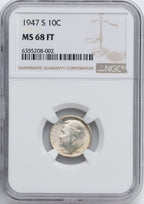1947-S 10C FB Roosevelt Dime NGC MS68