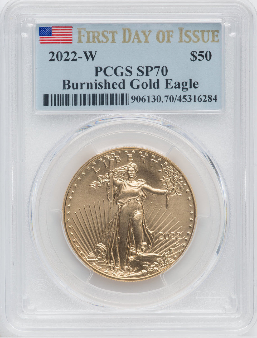 2022-W One-Ounce Gold Eagle Burnished FDI PCGS MS70