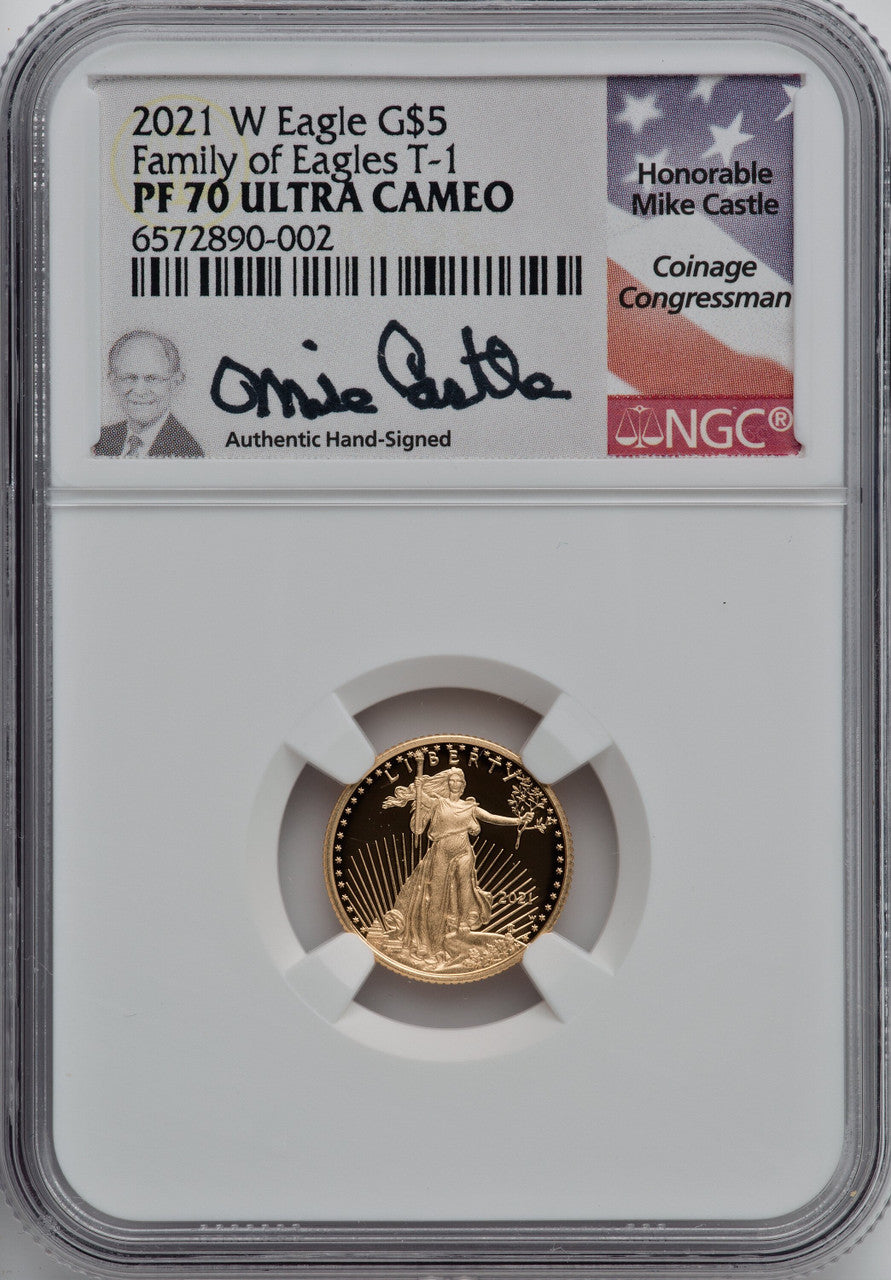 2021-W $5 Tenth Ounce Gold Eagle Type One NGC MS70