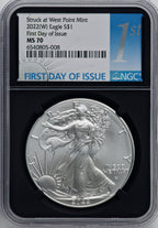 2022-(W) S$ Silver Eagle Struck at West Point FDI NGC MS70