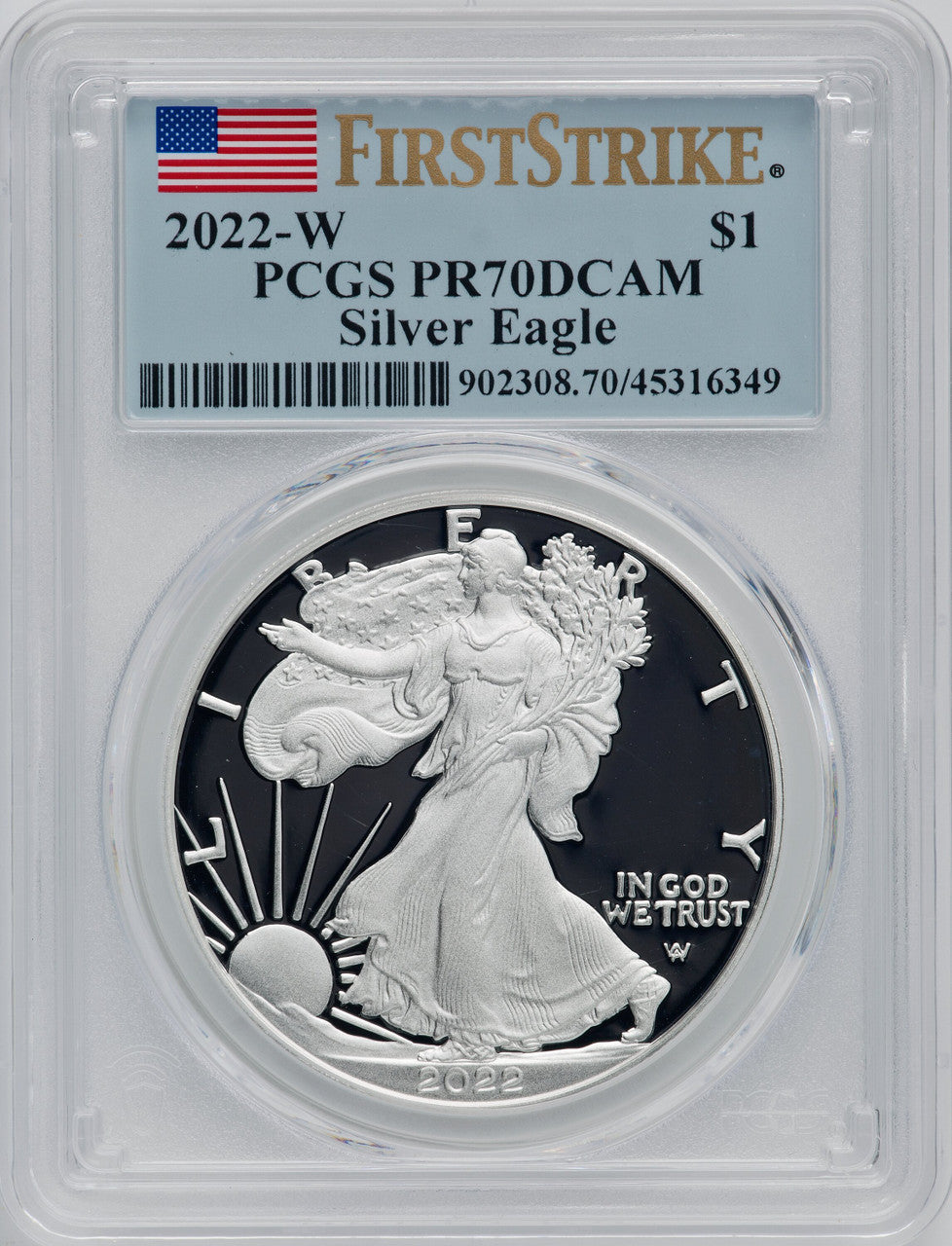 2022-W S$1 Silver Eagle FS PRDC PCGS PR70