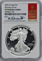2022-W S$1 Silver Eagle FDI PRDC NGC PF70