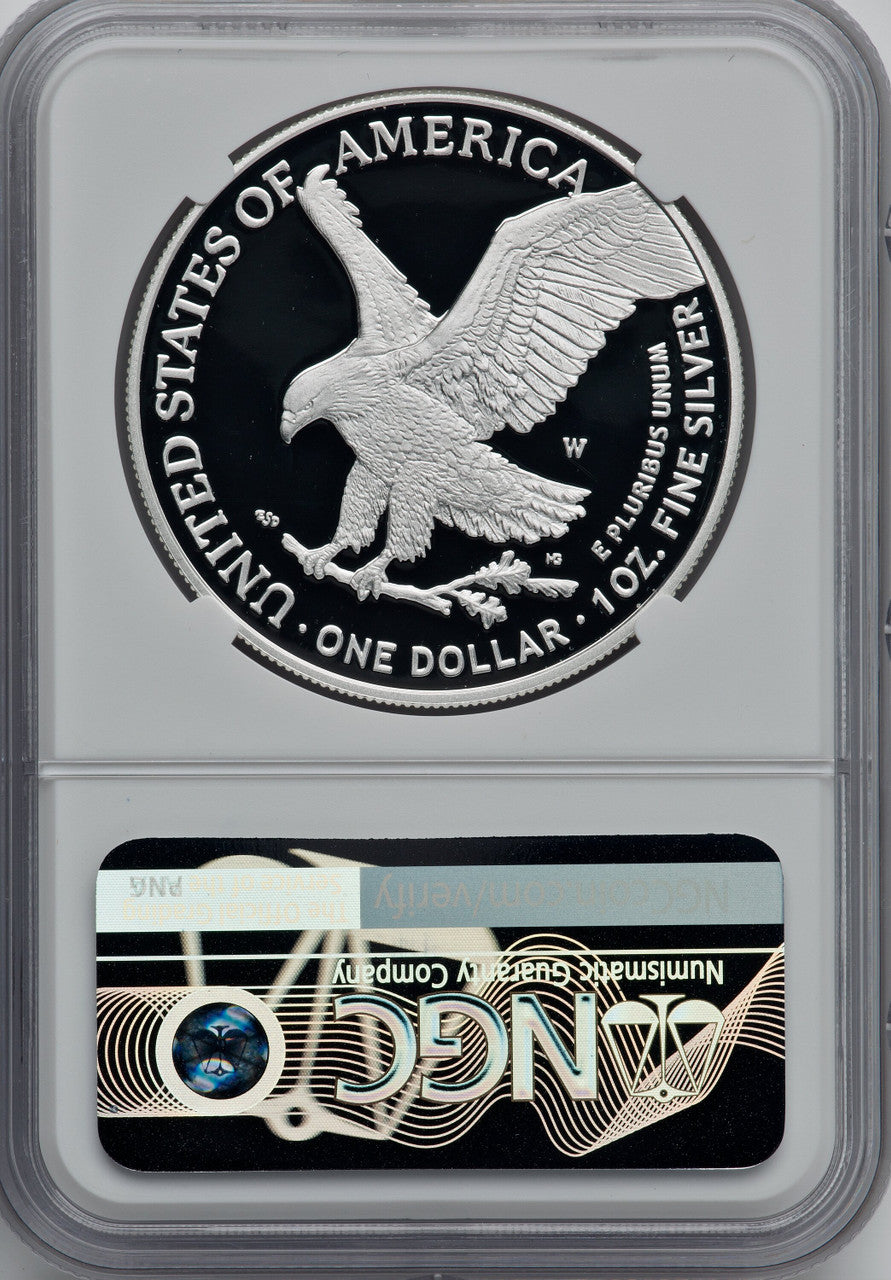 2022-W S$1 Silver Eagle FDI PRDC NGC PF70
