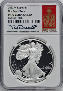 2022-W S$1 Silver Eagle FDI PRDC NGC PF70
