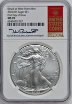 2022-(W) Silver Eagle Struck at West Point FDI NGC MS70 Kenneth Bressett