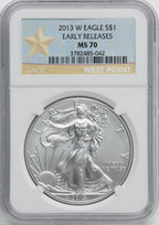 2013-W S$1 Silver Eagle Burnished First Strike SP NGC MS70