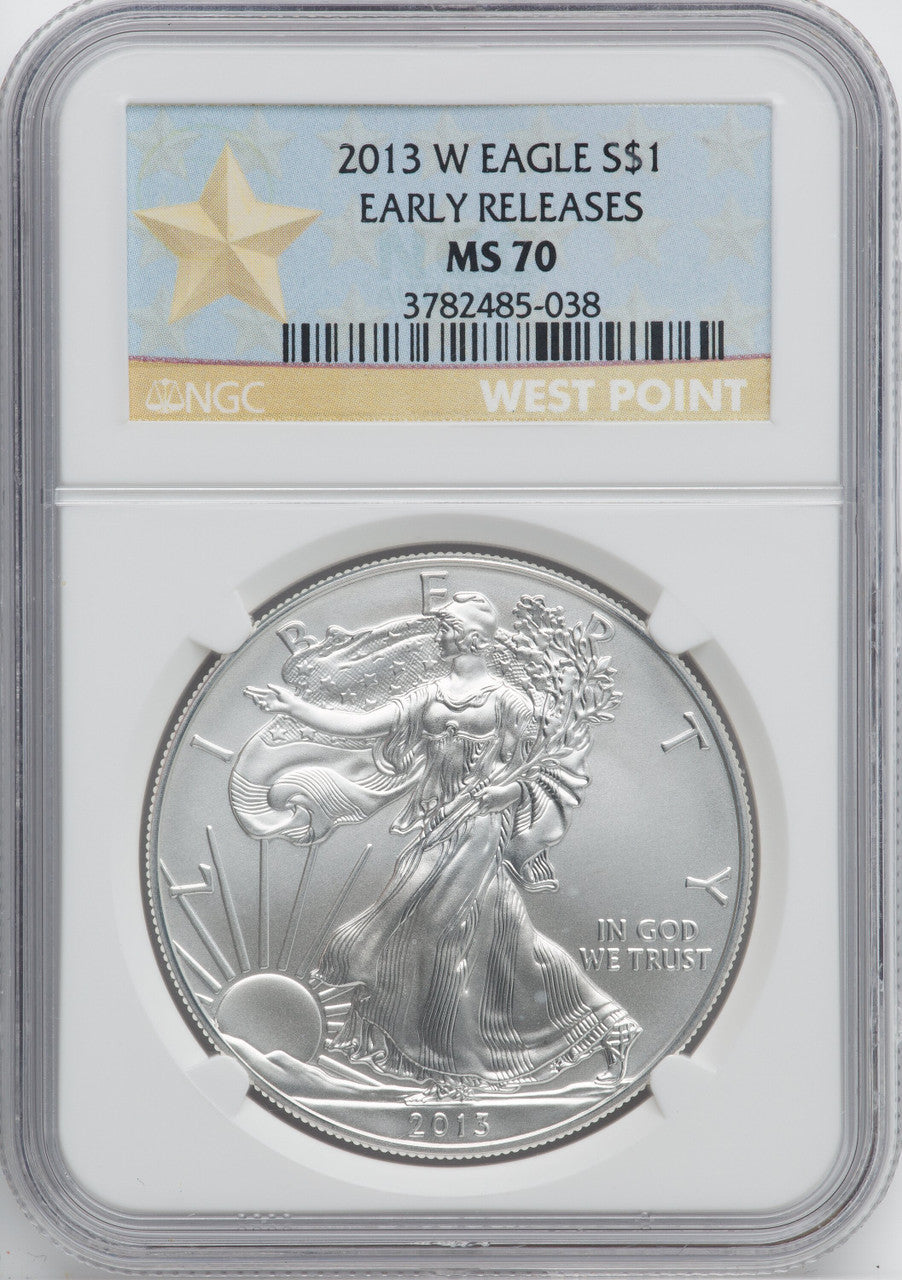 2013-W S$1 Silver Eagle Burnished First Strike SP NGC MS70