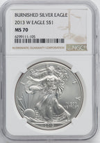2013-W Burnished Silver Eagle NGC MS70
