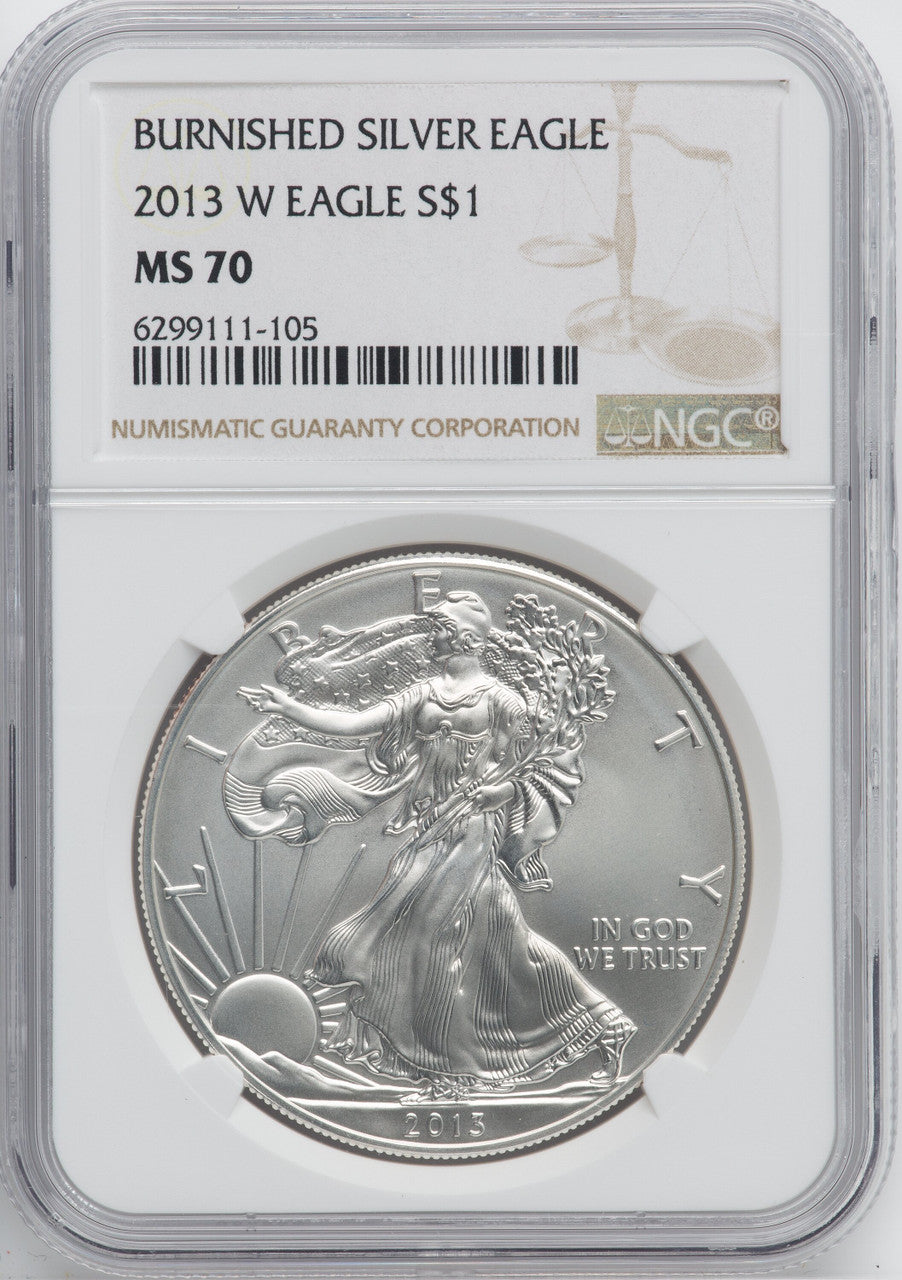 2013-W Burnished Silver Eagle NGC MS70