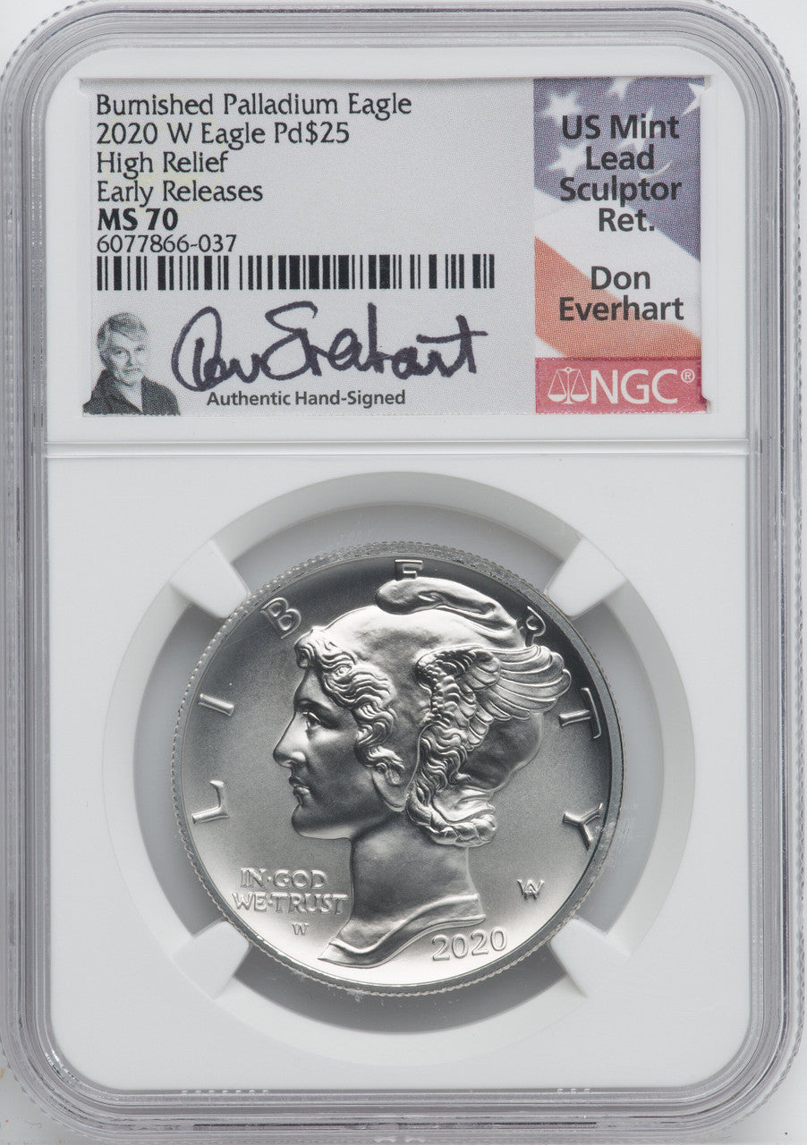 2020-W $25 Burnished Palladium Early Releases NGC MS70 Don Everhart