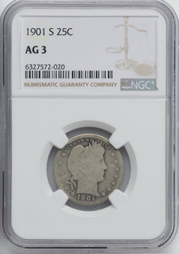 1901-S 25C Barber Quarter NGC AG03