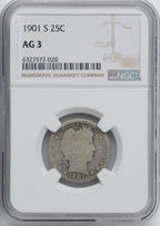 1901-S 25C Barber Quarter NGC AG03