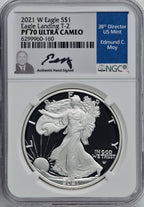 2021-W S$1 Silver Eagle Type Two PRDC NGC PF70