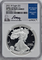 2021-W Type 2 Silver Eagle NGC PF70 Ultra Cameo Ed Moy Signed