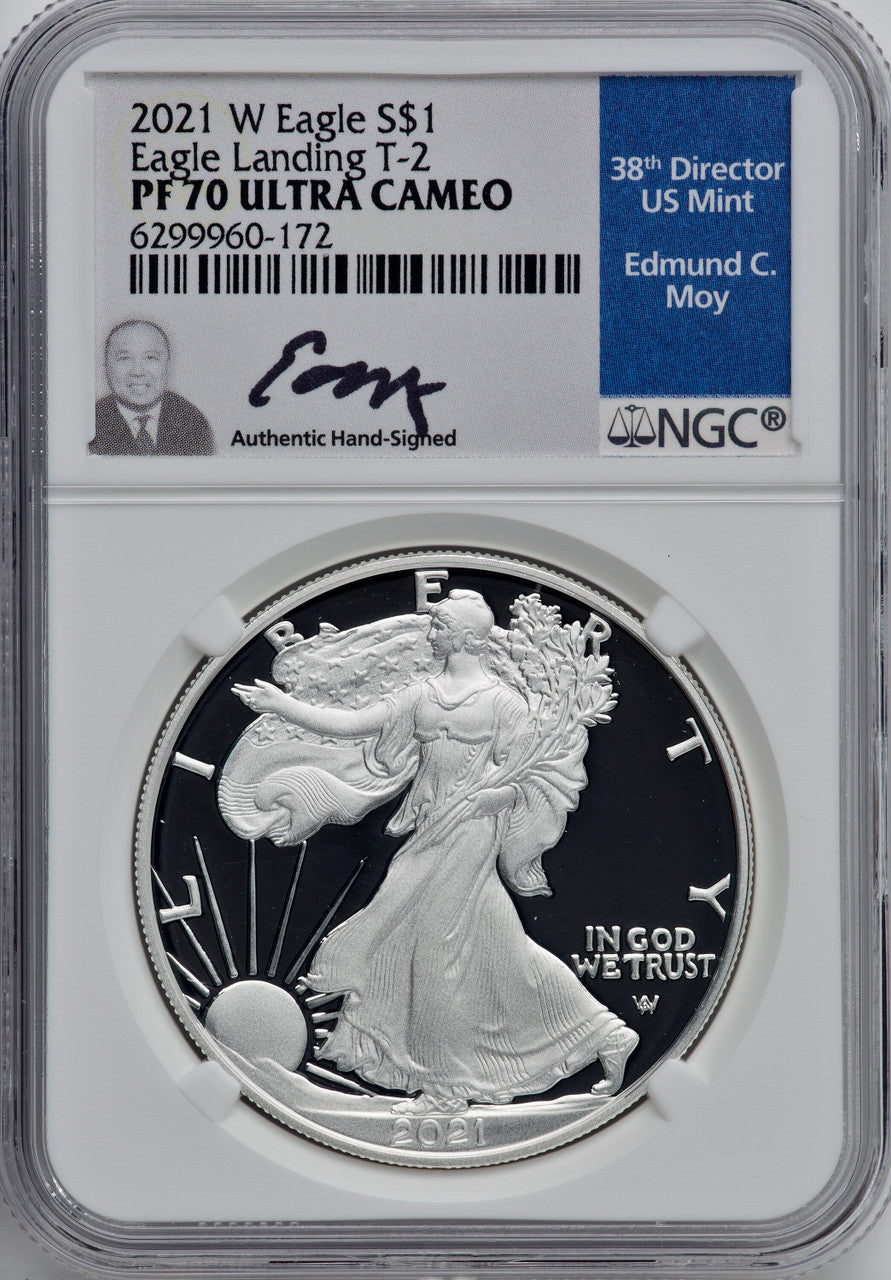 2021-W Type 2 Silver Eagle NGC PF70 Ultra Cameo Ed Moy Signed