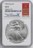 1996 S$1 Silver Eagle NGC MS70