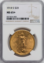 1914-S $20 NGC Plus Saint-Gaudens Double Eagle NGC MS65+