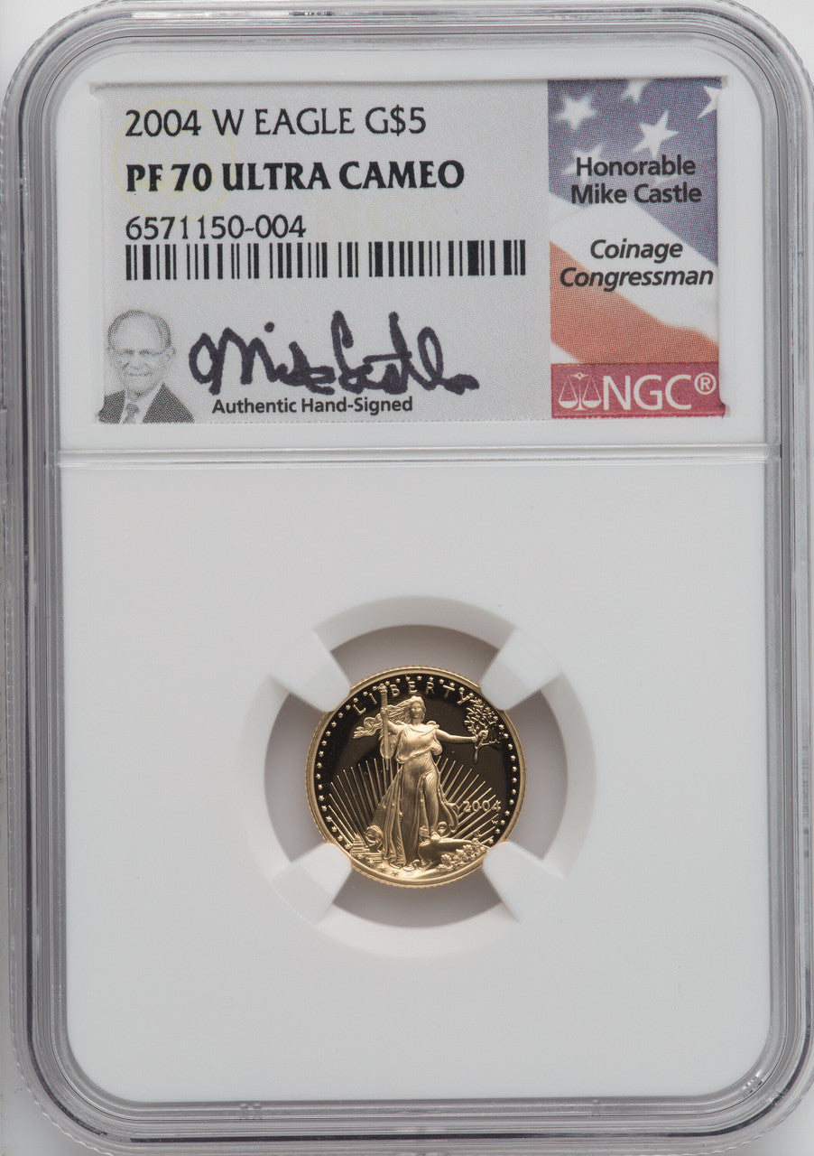 2004-W $5 Tenth-Ounce Gold Eagle NGC PF70 Mike Castle Signed