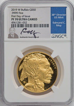 2019-W $50 One-Ounce American Buffalo .9999 Fine Gold First Day of Issue NGC PF70